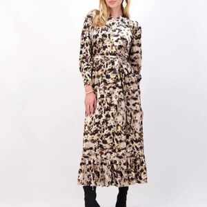 NWT Ghospell Elegant Long Sleeve Printed Dress